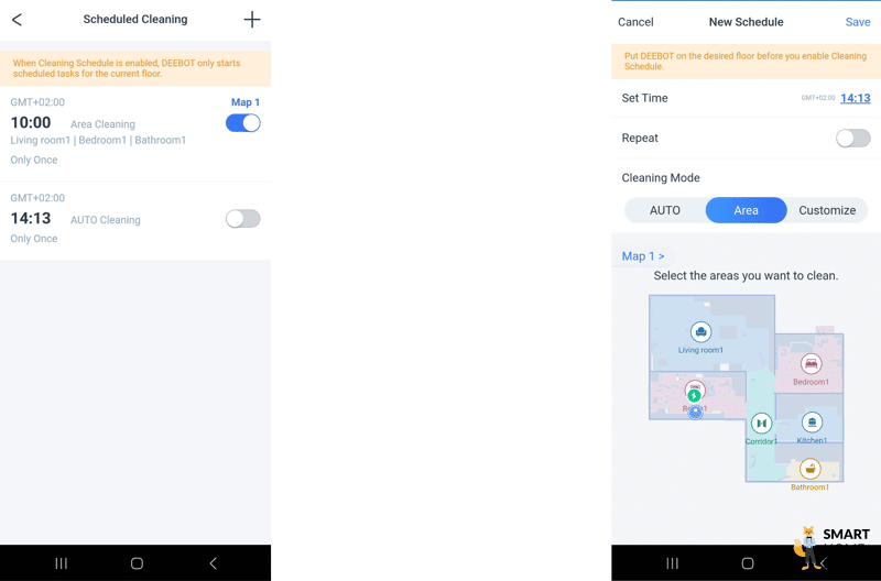 Der Wochenreinigungsplan wird in der ECOVACS DEEBOT T20 OMNI App eingestellt.